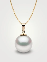 Classic 18K Gold 9-10mm Pearl Pendant Necklace