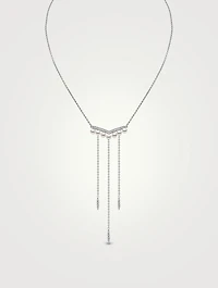 Trend 18K White Gold Necklace With Pearls And Diamonds