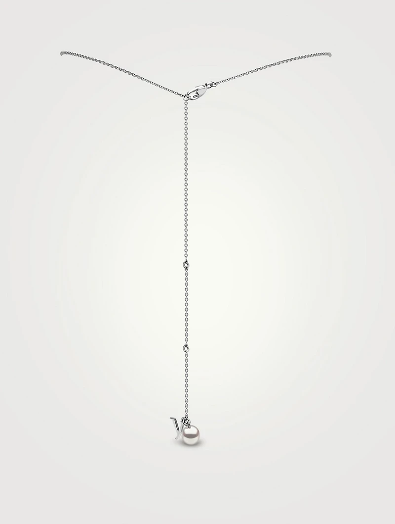 Trend 18K White Gold Necklace With Pearls And Diamonds