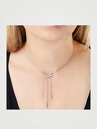 Trend 18K White Gold Necklace With Pearls And Diamonds