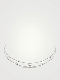 Trend 18K White Gold Pearl Choker Necklace With Pearls And Diamonds