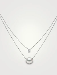 Moonlight Layered Necklace With Akoya Pearl And Diamonds