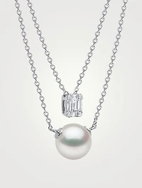 Moonlight Layered Necklace With Akoya Pearl And Diamonds