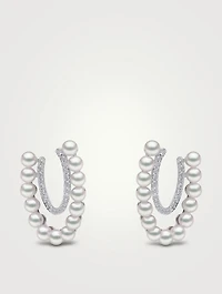 Sleek 18K White Gold Earrings With Akoya Pearls And Diamonds
