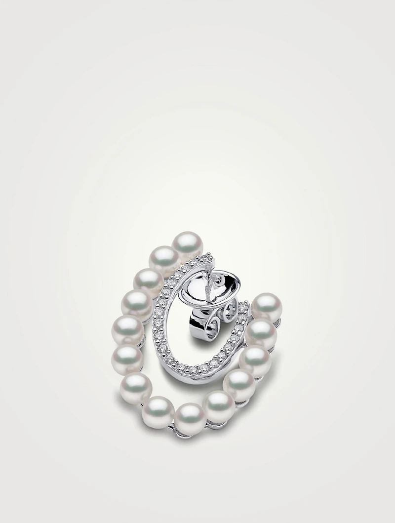 Sleek 18K White Gold Earrings With Akoya Pearls And Diamonds