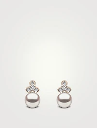 Trend 18K Gold Pearl Stud Earrings With Diamonds