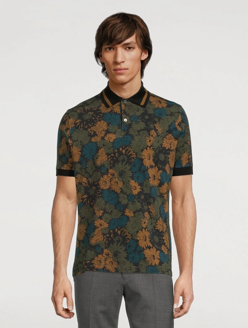 Cotton Polo Shirt Archive Floral Print