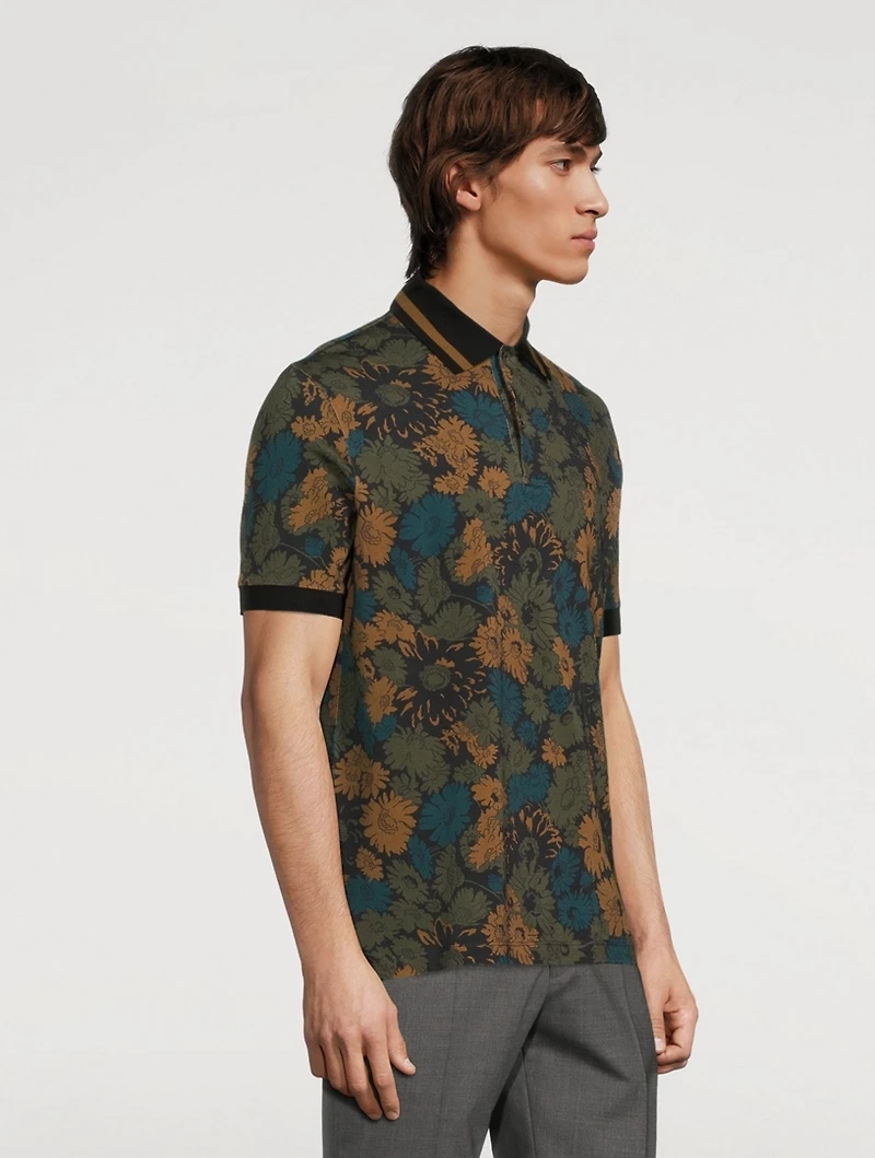 Cotton Polo Shirt Archive Floral Print