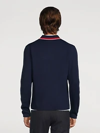 Wool Zip Cardigan With Tipping