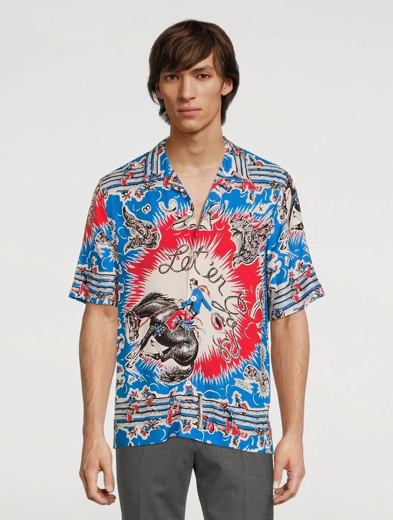 Camp Shirt Cowboy Print