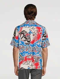 Camp Shirt Cowboy Print