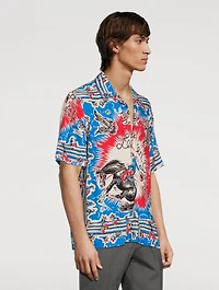 Camp Shirt Cowboy Print