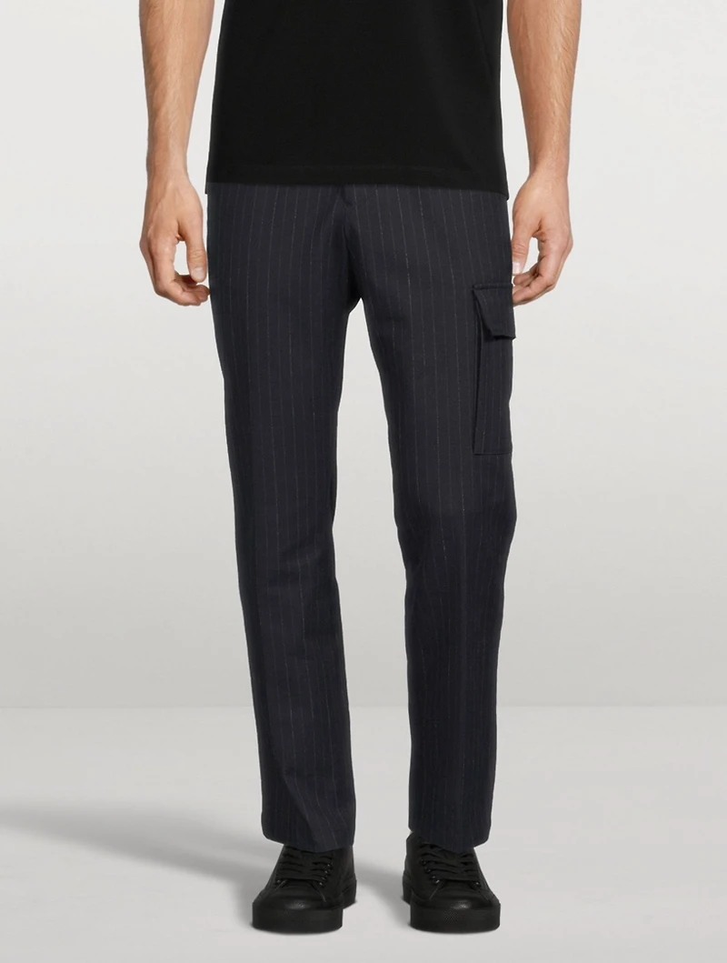 Cotton And Wool Stretch Pants With Pocket