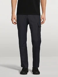 Cotton And Wool Stretch Pants With Pocket