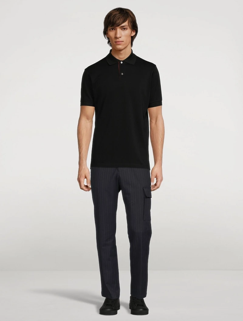 Cotton And Wool Stretch Pants With Pocket