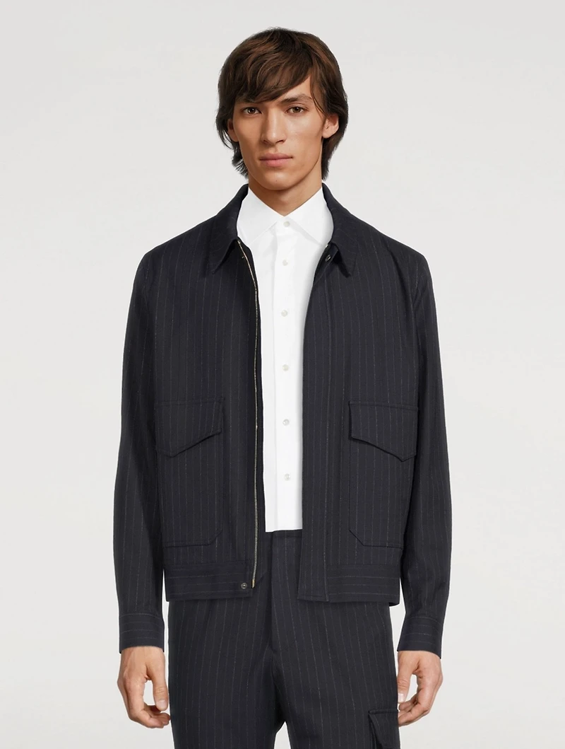 Cotton And Wool Stretch Zip Jacket