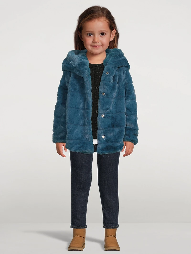 Goldie Faux Fur Short Coat With Hood
