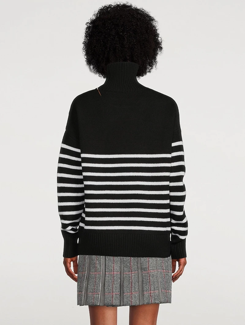Oversized Striped Wool Turtleneck Sweater