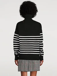 Oversized Striped Wool Turtleneck Sweater