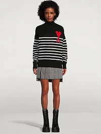Oversized Striped Wool Turtleneck Sweater