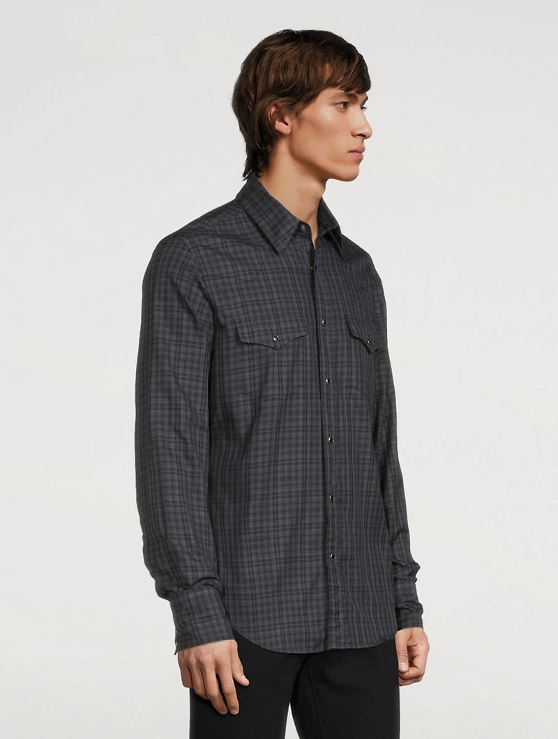Cotton Tailored Shirt Check Print