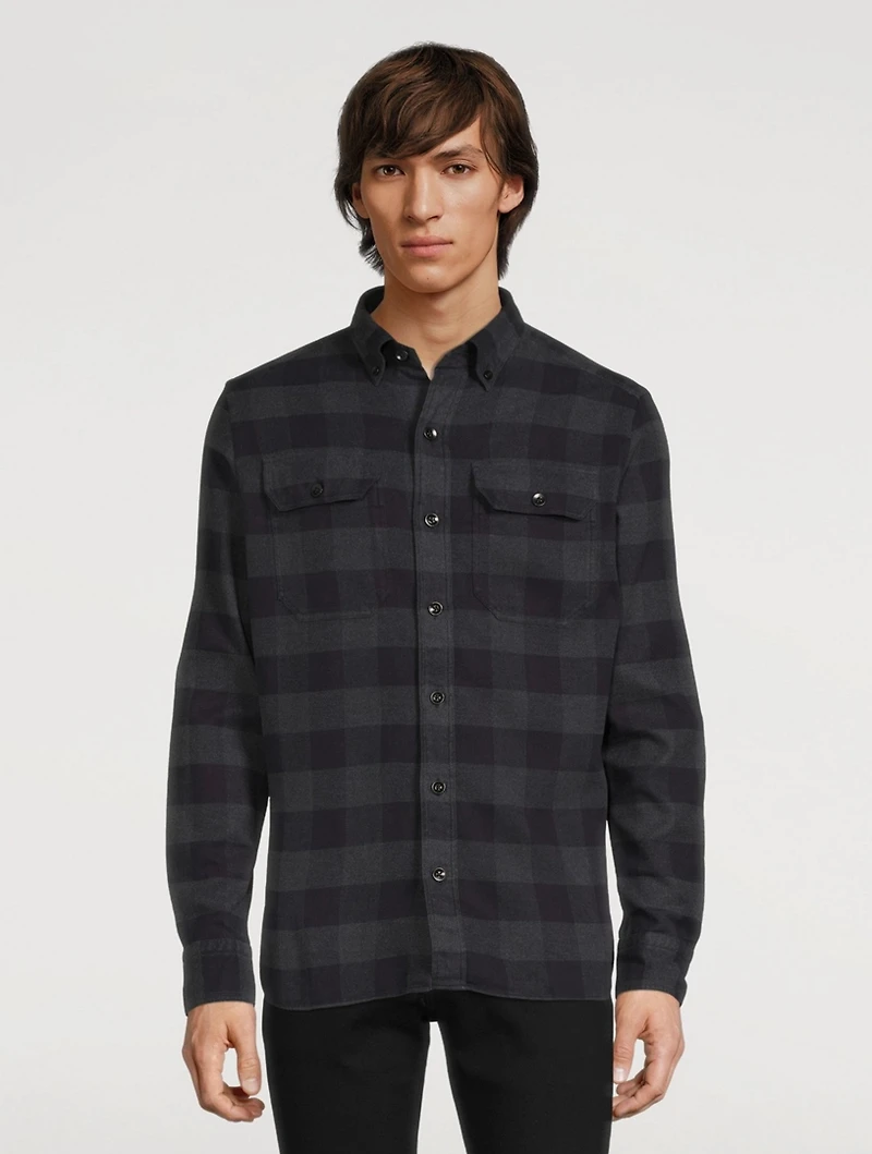 Cotton Slim-Fit Shirt Check Print