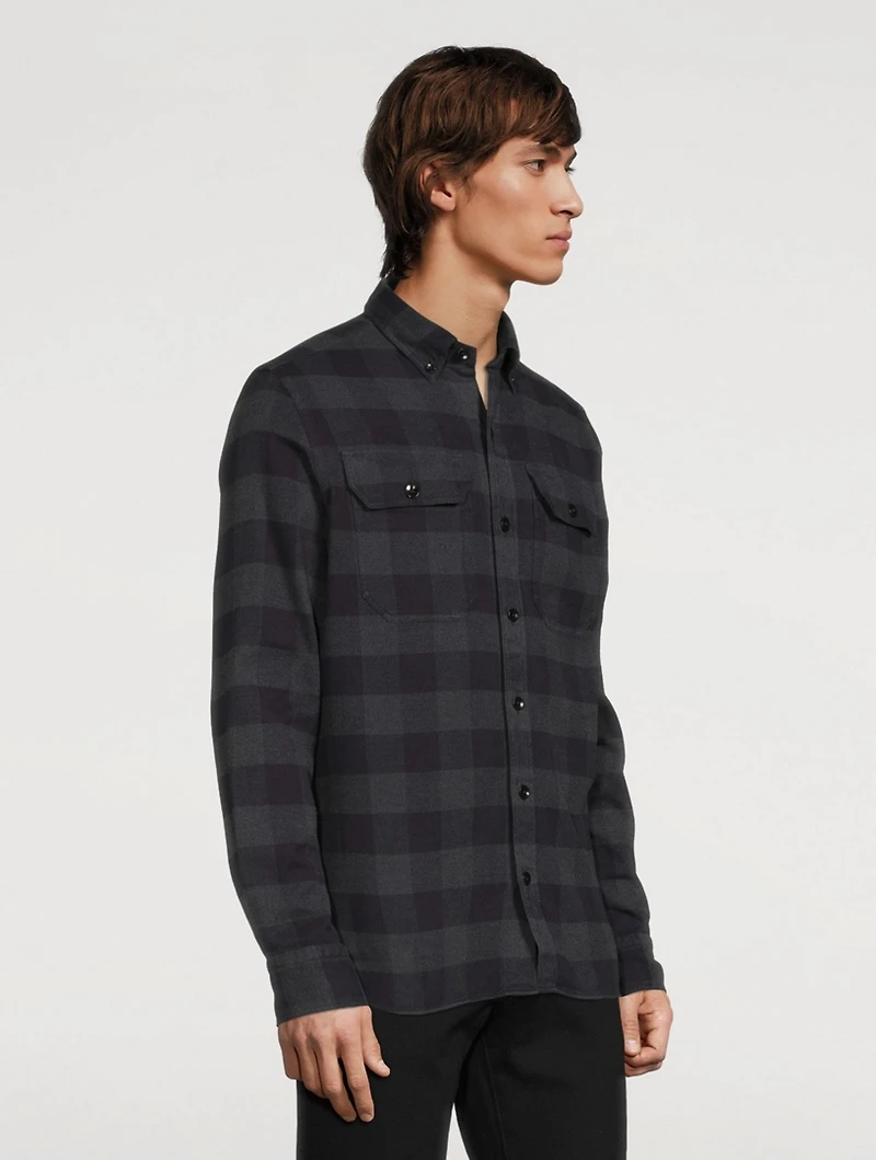 Cotton Slim-Fit Shirt Check Print
