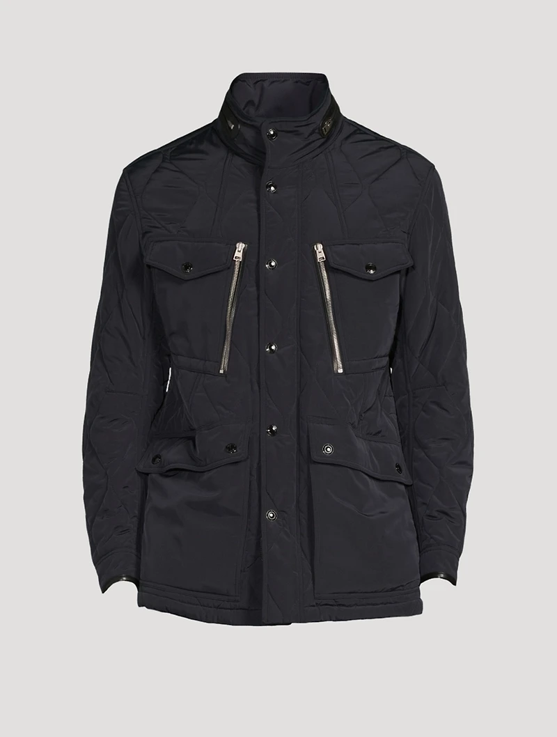 Zip Quilted Jacket With Packable Hood