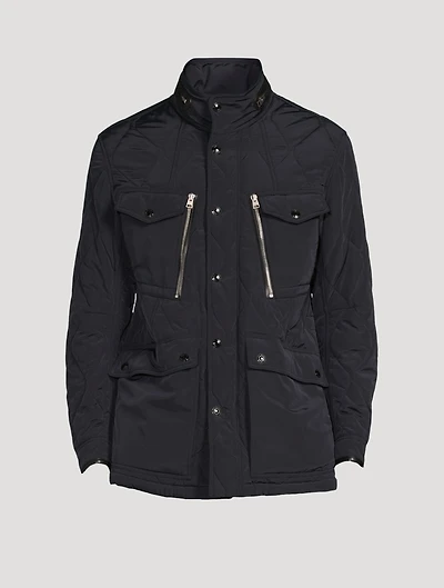 Zip Quilted Jacket With Packable Hood