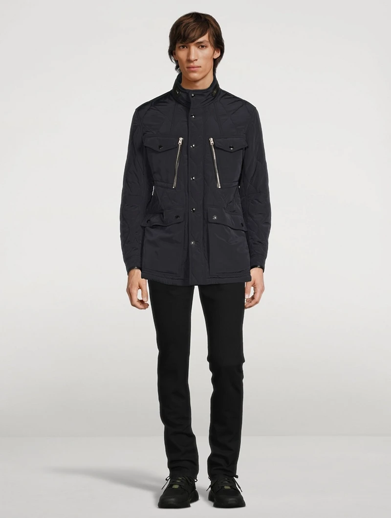 Zip Quilted Jacket With Packable Hood