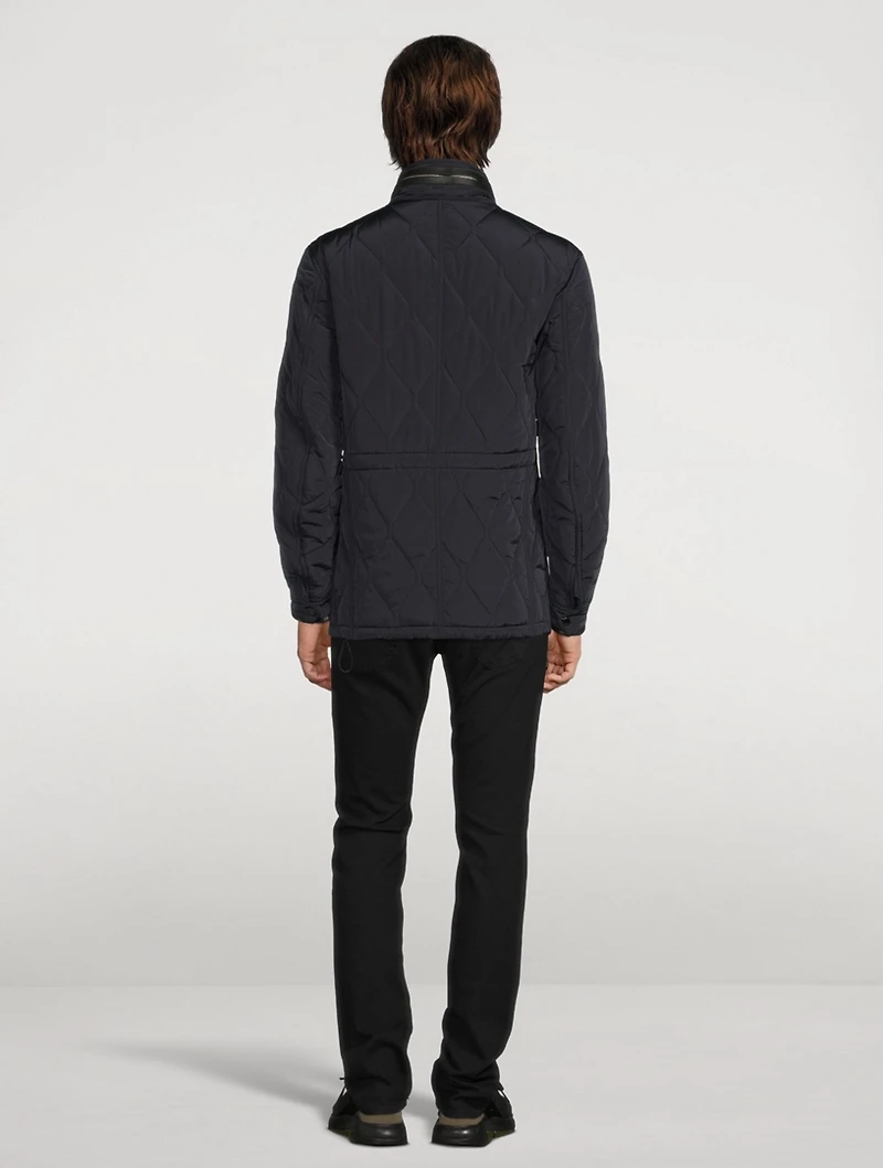 Zip Quilted Jacket With Packable Hood
