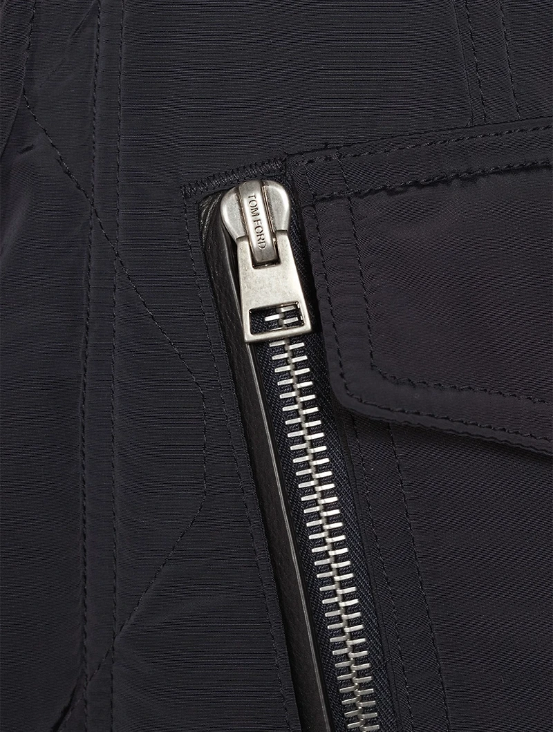Zip Quilted Jacket With Packable Hood