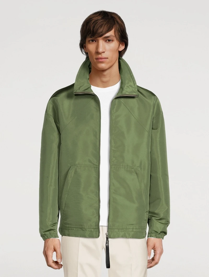 Silk-Blend Faille Blouson Jacket