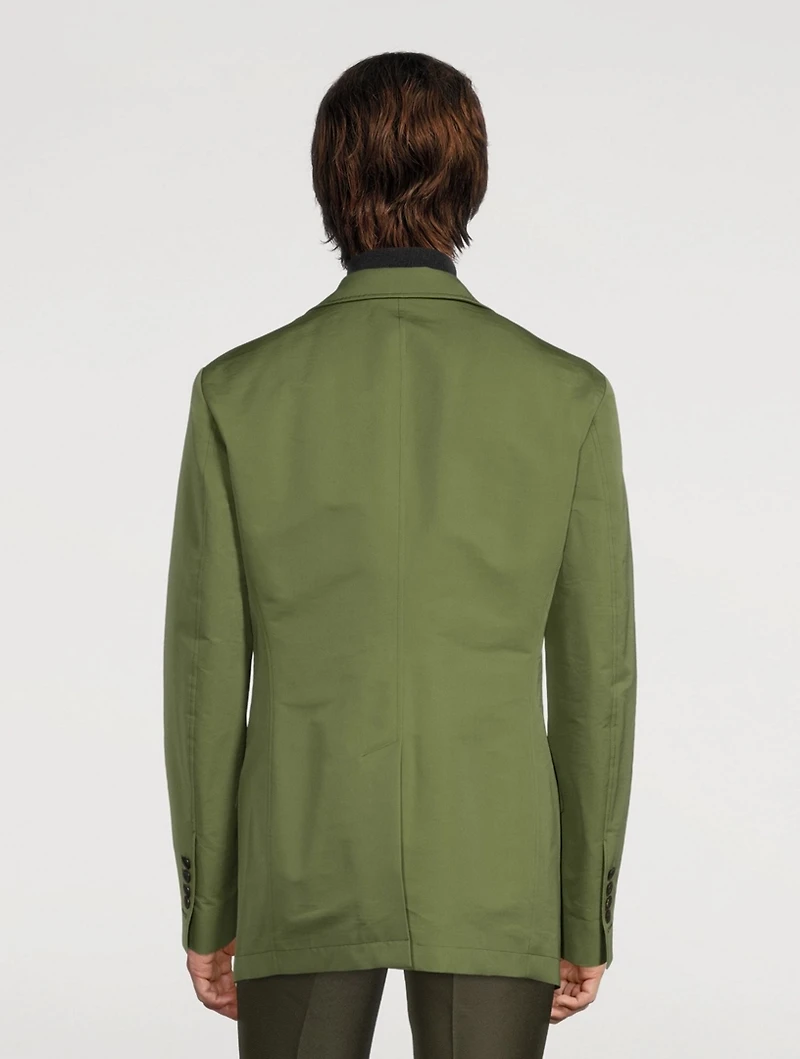 Cotton And Silk Zip Jacket With Leather Detail