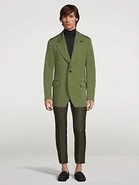 Cotton And Silk Zip Jacket With Leather Detail