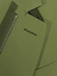 Cotton And Silk Zip Jacket With Leather Detail