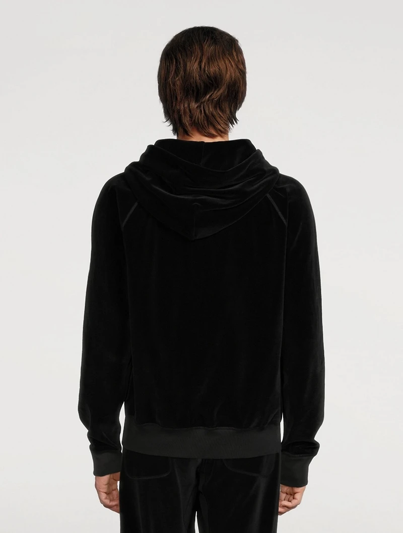 Velour Hooded Zip Sweatshirt