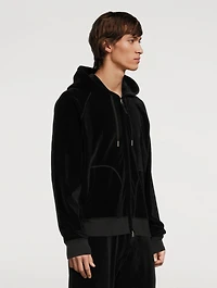 Velour Hooded Zip Sweatshirt