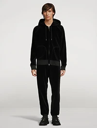 Velour Hooded Zip Sweatshirt