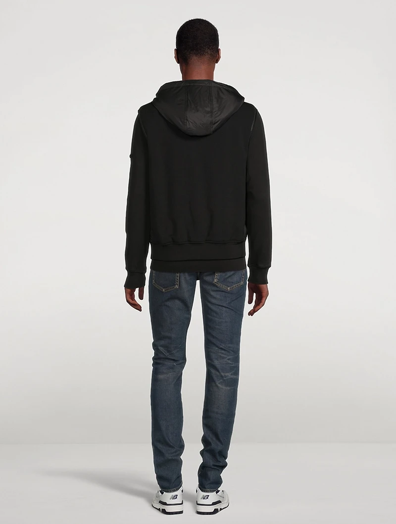 Nylon Down Vest With Cotton Hood