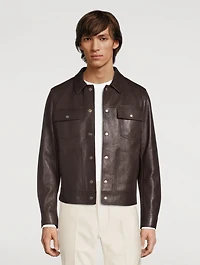 Worked Leather Western Blouson Jacket