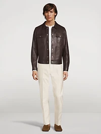 Worked Leather Western Blouson Jacket