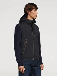 Cashmere-Blend Hood Zip Jacket With Leather Detail