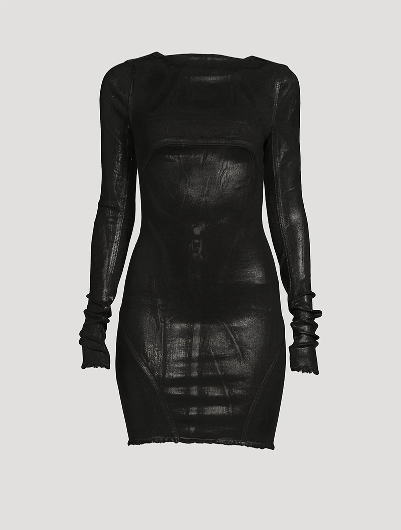 Foiled Denim Mini Dress