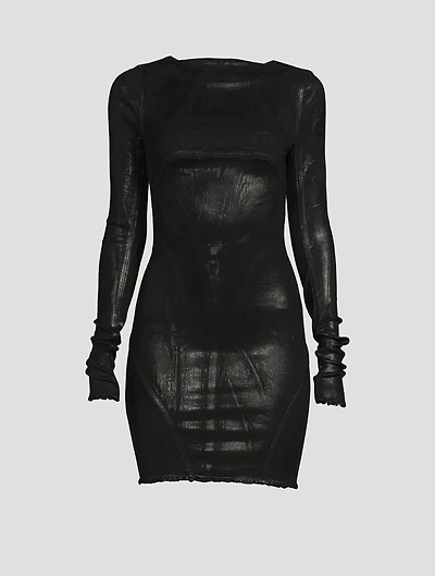 Foiled Denim Mini Dress