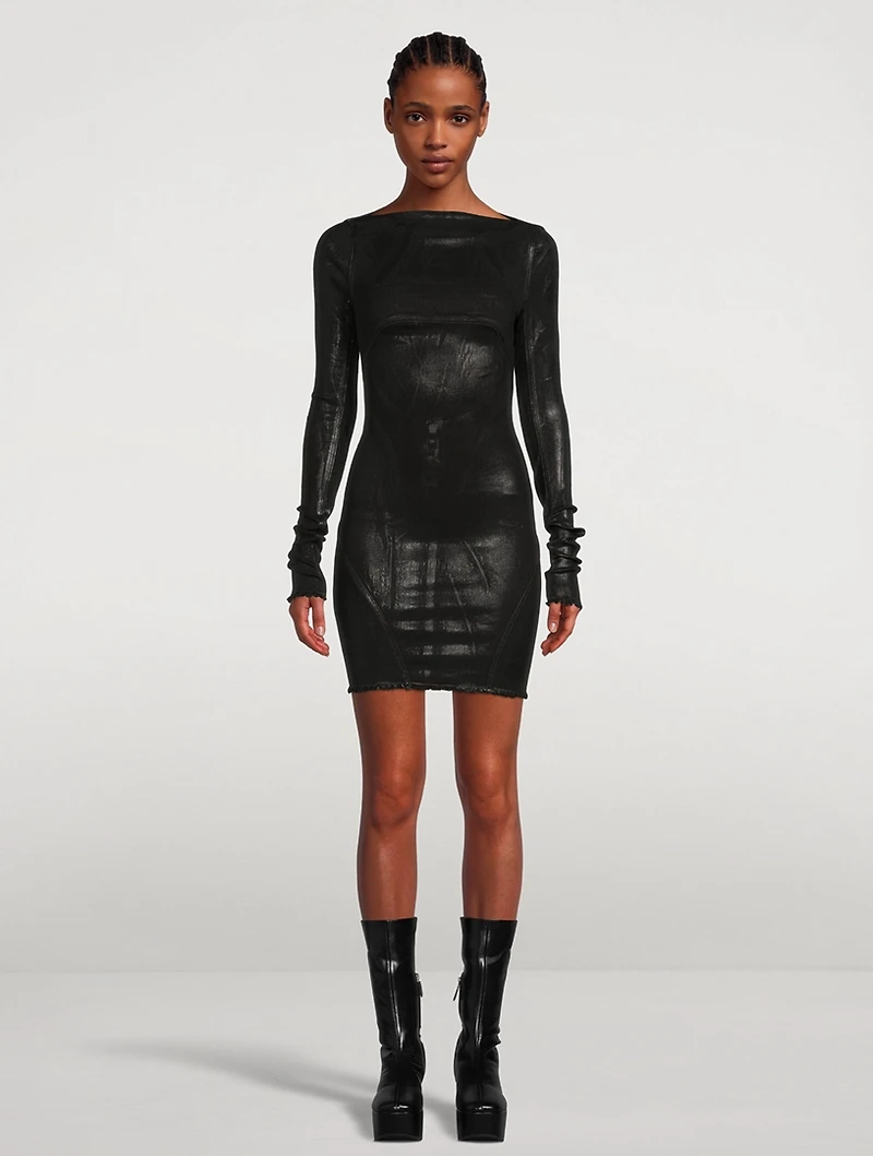 Foiled Denim Mini Dress