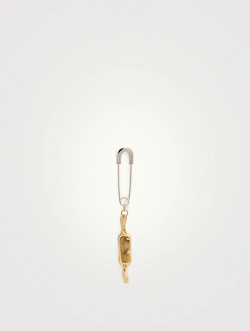 Sterling Silver Candy Charm Safety Pin Earring