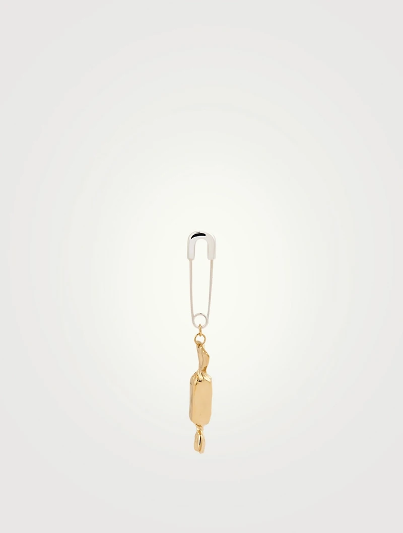 Sterling Silver Candy Charm Safety Pin Earring