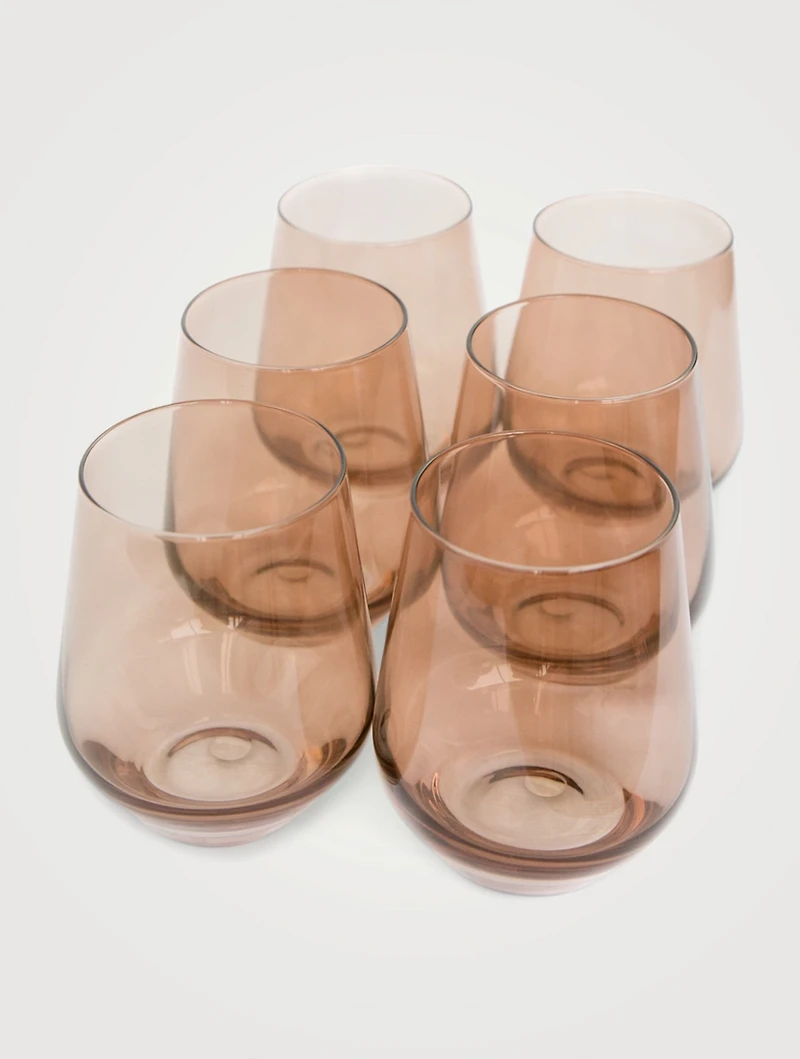 Coloured Glass Stemless Wine Glasses