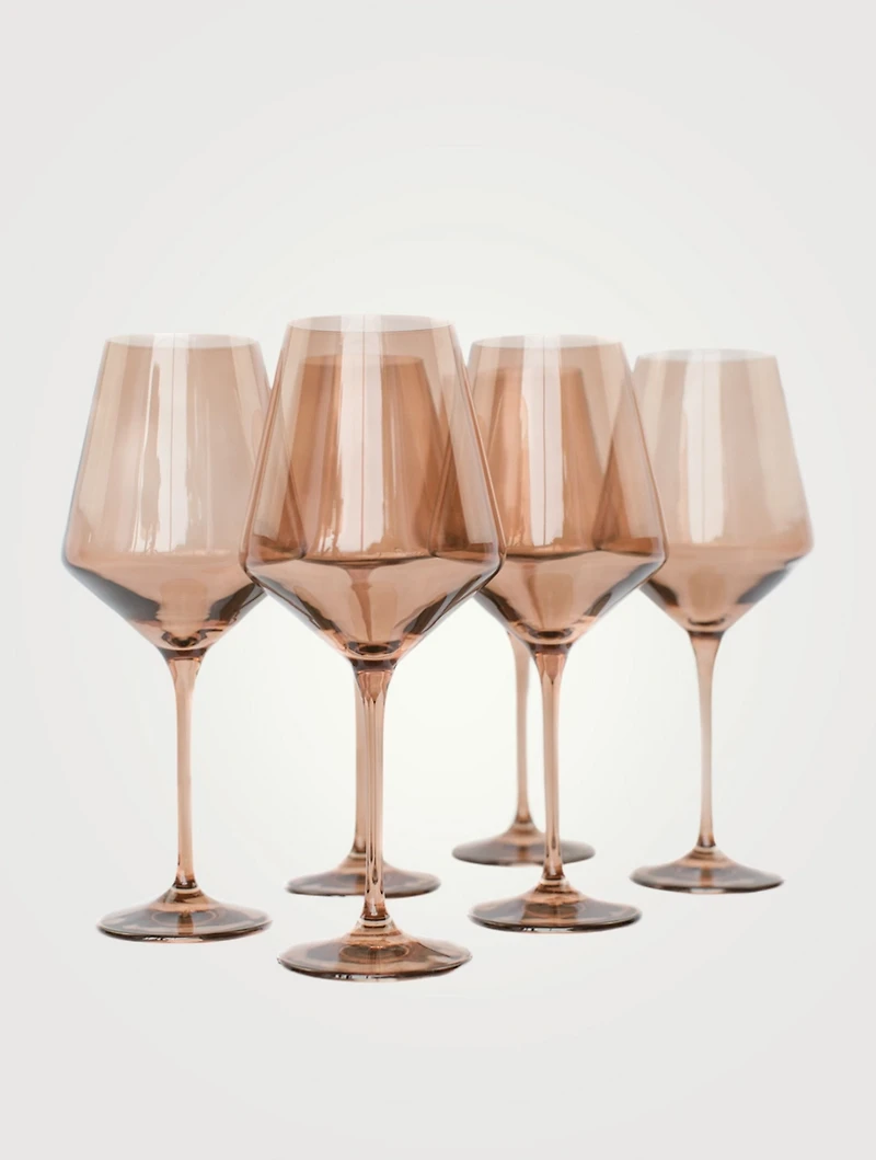 Coloured Glass Wine Glasses - Set Of 6